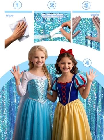 Blue Birthday Decorations Curtain Streamers with Tinsel