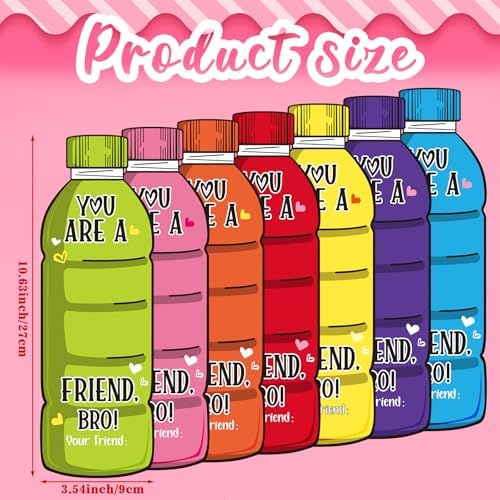 60 Pack Valentine Cards with Drink Bottle Design