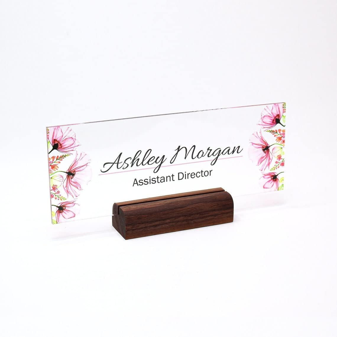 Personalized Desk Name Plate with Cherry Blossom Design