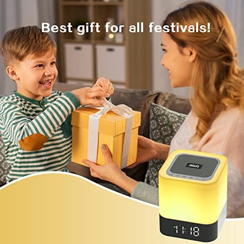 Aisuo 5 in 1 Night Light Bluetooth Speaker with Calendar Alarm Clock