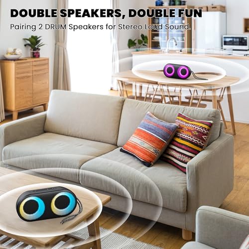 MIATONE Drum Shower Speaker with LED Lights and Bluetooth 53