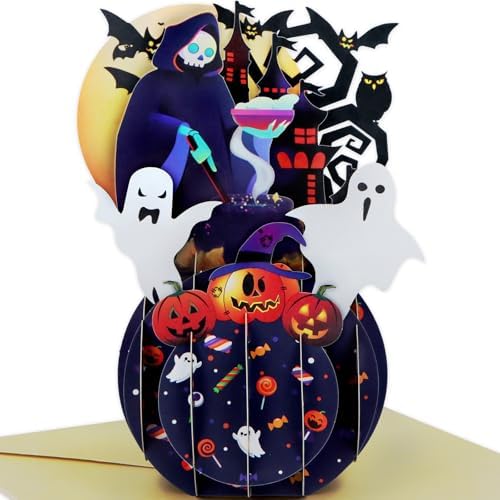FaCraft Halloween Pop Up Cards 3D Handmade Greeting Cards with Envelope and Seals