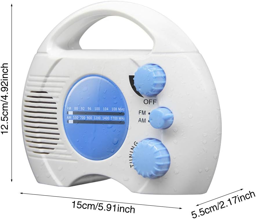 Melostu Waterproof Shower Radio AM FM with Built In Speaker