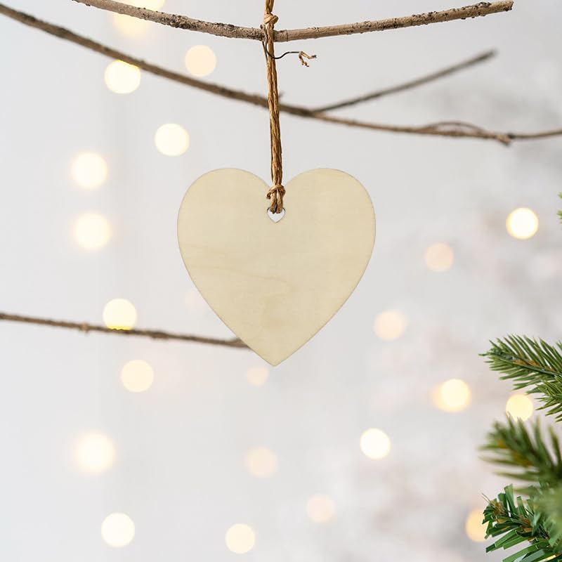 32 Pack 4 Inch Unfinished Wooden Heart Cutouts