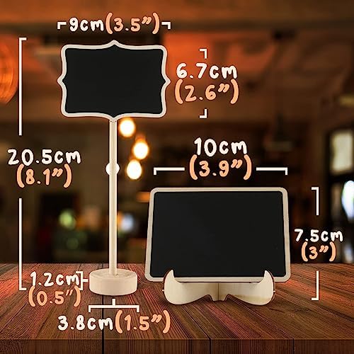 Mini Chalkboard Signs 30 Pack with Wooden Stand