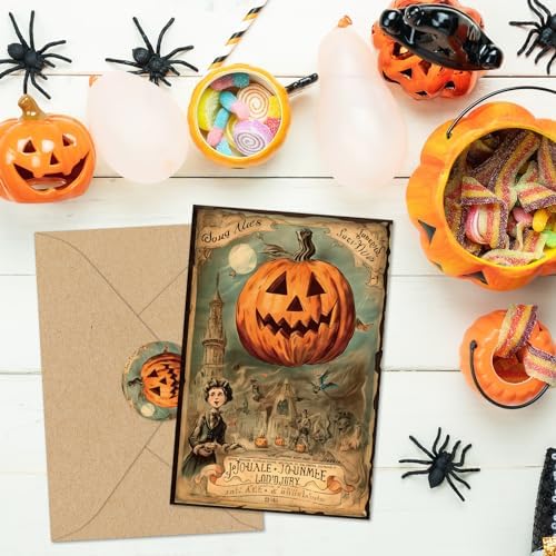 Whaline 32 Pack Halloween Greeting Cards with Stickers and Envelopes