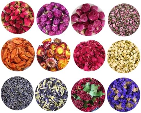 TooGet 12 Bag Dried Flowers and Herbs Set for Crafts and Soaps