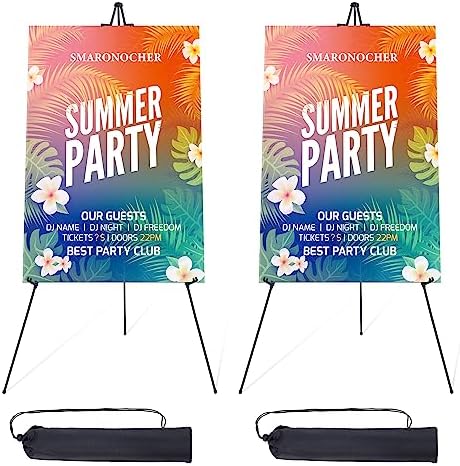 Portable Metal Easel Stand Black 2 Pack for Wedding and Display