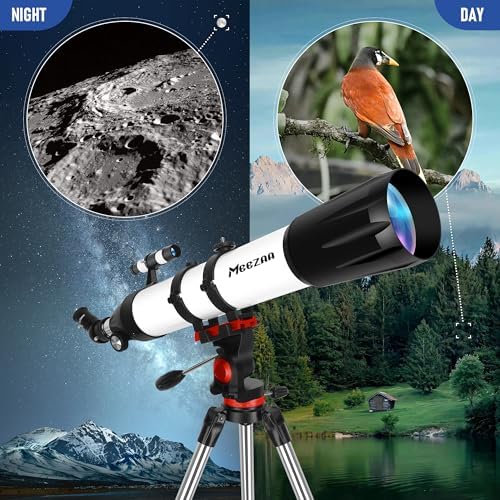 MEEZAA High-Powered Refractor Telescope with 90mm Aperture and AZ Mount