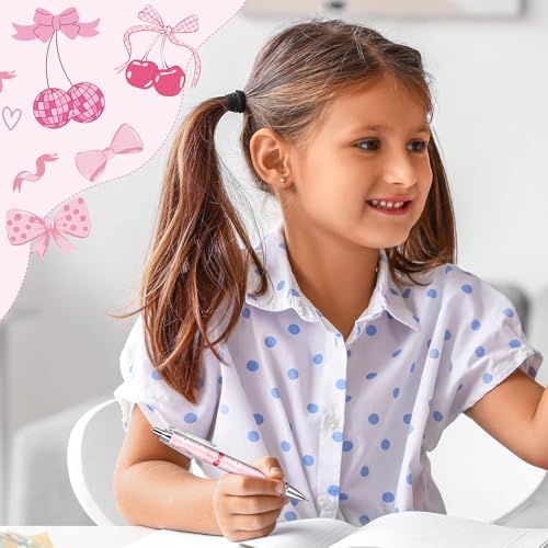 Pink Ballpoint Pens Favors - 24 Pcs Retractable Cute Bow Tie Design Pens