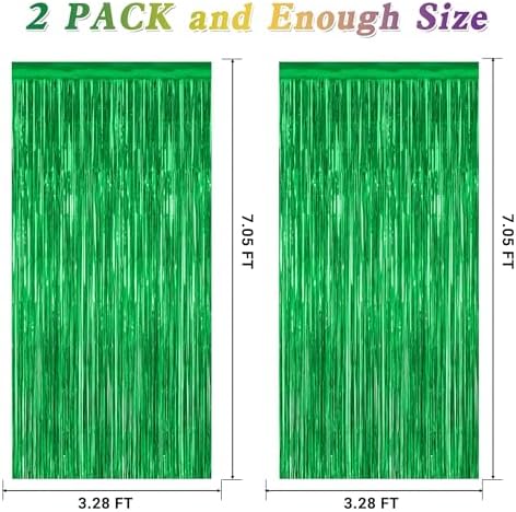 2 Pack Tinsel Backdrop Green Party Decor
