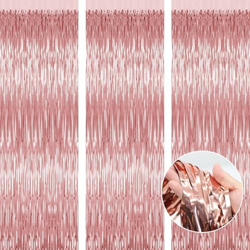 Rose Gold Foil Curtain Backdrop for Birthday Party Decorations