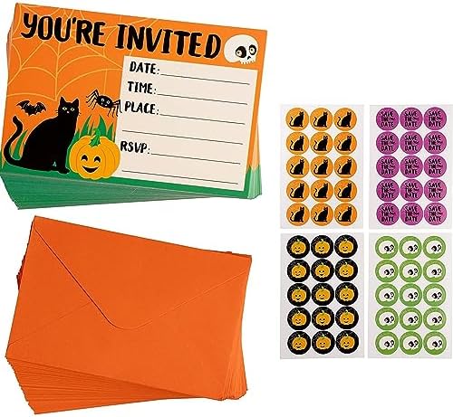 Juvale 60-Pack Halloween Invitation Cards with Envelopes and Seals