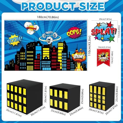 17Pcs Super Theme Hero Party Backdrop Set