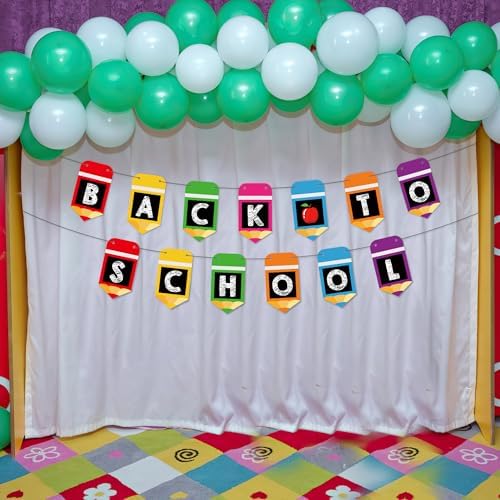 Welcome Back to School Banner with Hanging Ornaments