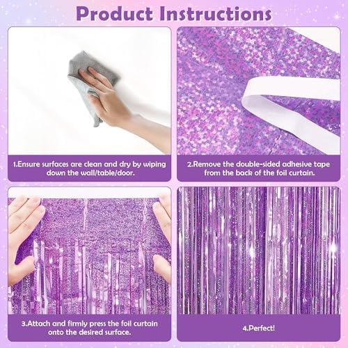 Pink Tinsel Curtain Streamers for Girls Party - 2 Pack