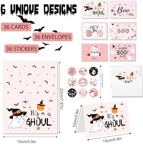 Kavoc Halloween Ghost Thank You Cards 36Pcs Set