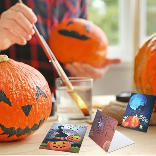 Tenare Halloween Greeting Cards with Envelopes 100 Pcs Pumpkin Style