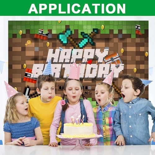 3x5 Ft Pixel Birthday Backdrop - Sandbox Theme Decorations
