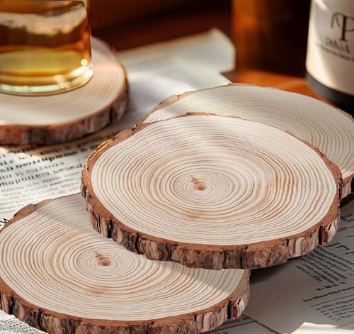 65-8 Inch Natural Wood Slices 6 Pcs for Centerpieces and Crafts