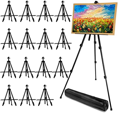 Qunclay 15 Pack Adjustable Height Metal Easel Stand with Portable Bag