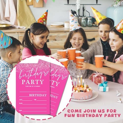 Pink Birthday Party Invitations for Girls