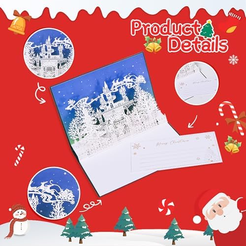 FIAMR 3D Embossed Silver Christmas Castle Card