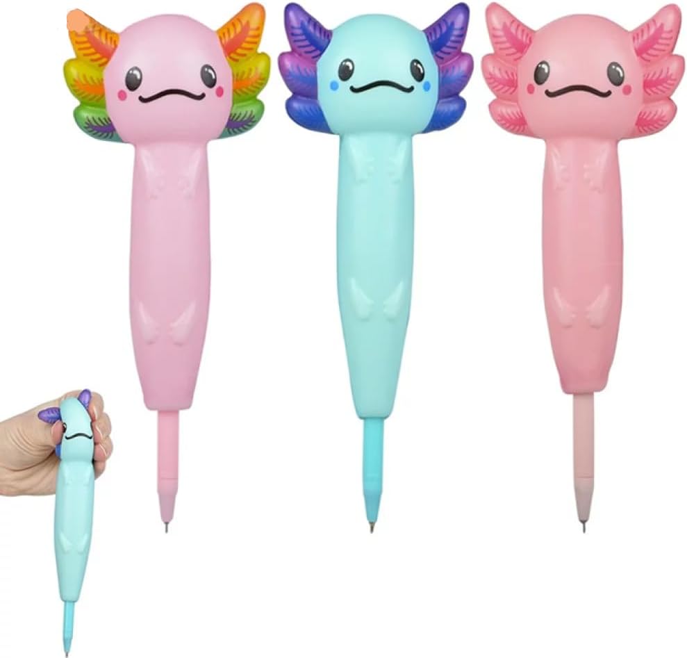 Axolotl Squishy Pens 8 In 3 Pack - Office School Fun