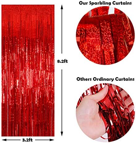 Foil Fringe Curtains 3 Pack Red Streamers Party Decor