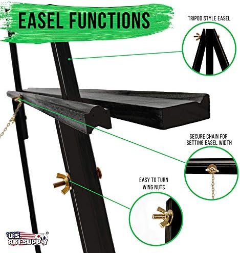 US Art Supply 64 Black Wooden Easel Stand