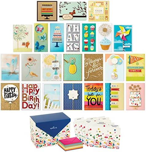 Hallmark Assorted Greeting Cards Set with Organizer Pack of 24