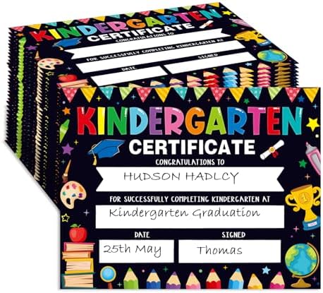 30 Piece Kindergarten Graduation Certificates - Black 85x11 Inches
