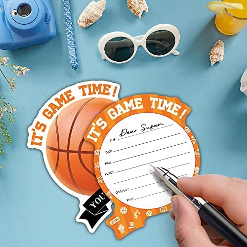 RZHV 15 Pack Basketball Shaped Greeting Cards With Envelopes