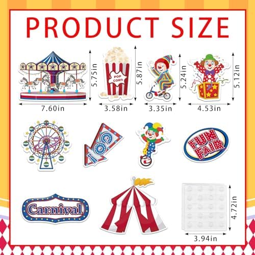 40PCS Carnival Circus Cutouts for Party Decorations