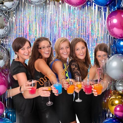 4 Pack Silver Foil Fringe Curtain for Parties