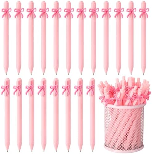20 Pcs Pink Bow Ballpoint Pens Coquette Design