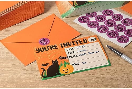 Juvale 60-Pack Halloween Invitation Cards with Envelopes and Seals