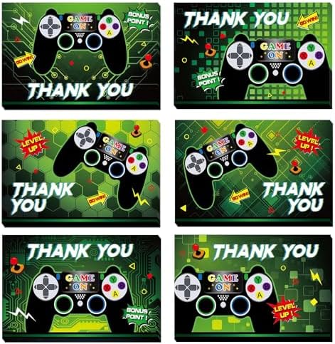 WERNNSAI Video Game Thank You Cards 24PCS Gamer Decorations