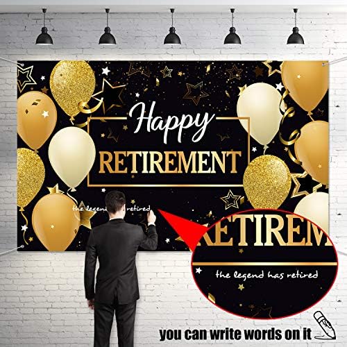 Blulu Retirement Party Banner Decorations Black Gold