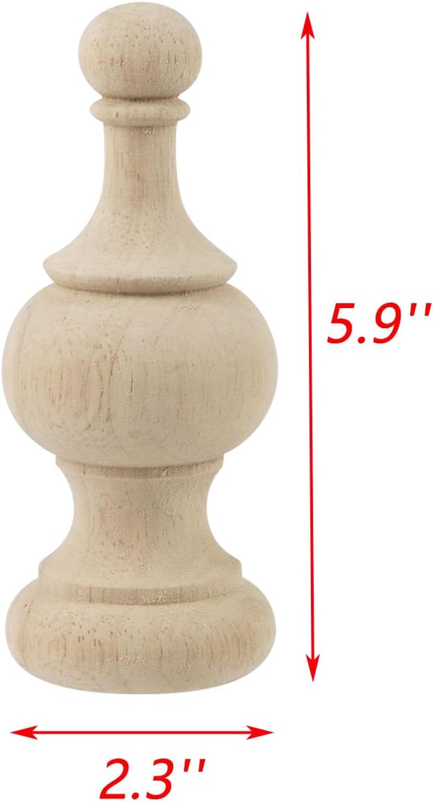 UTALIND 2 Pcs Unfinished Wood Finials for Staircase Decorations