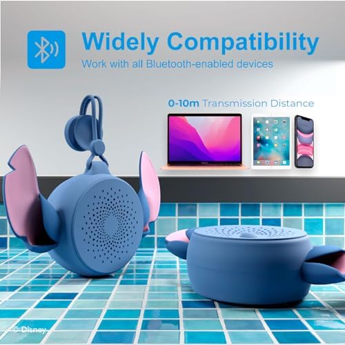 Disney Lilo and Stitch Bluetooth Shower Speaker with Suction Cup - IPX4 Water Resistant