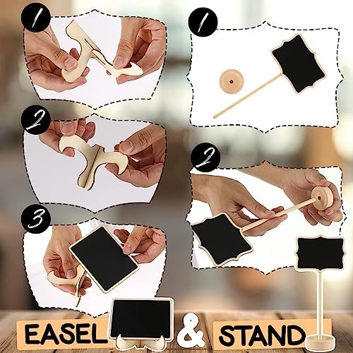 Mini Chalkboard Signs 30 Pack with Wooden Stand