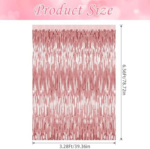 Rose Gold Foil Curtain Backdrop for Birthday Party Decorations