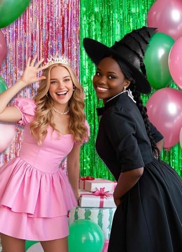 Ofisany Pink Green Streamers Photo Backdrop Kit
