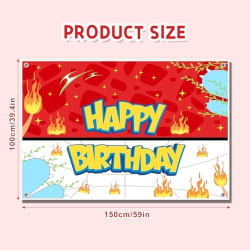 Happy Birthday Cartoon Backdrop for Kids 100x150cm Red White Blue Yellow