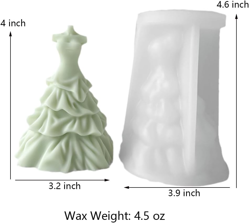 Bridal Wedding Dress Candle Mold for DIY Crafting
