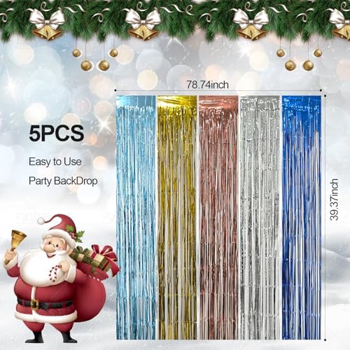 5 Pack Silver Foil Curtain Backdrop Photo Booth Props