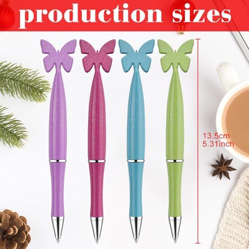 24 Pack Black Butterfly Pens with Glitter for Women and Office Use