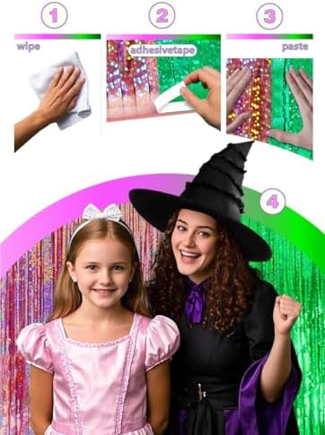 Ofisany Pink Green Streamers Photo Backdrop Kit