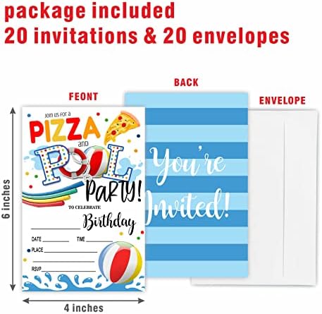 Pool Party Birthday Invitations with Envelopes 20 Count